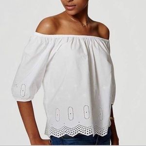 Loft off the shoulder eyelet blouse